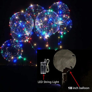 18 20 24 inch 10 Pack Light Up BoBo Party Christmas Led Balloons Clear Big Balloon with Helium for Birthday Wedding Party Decor