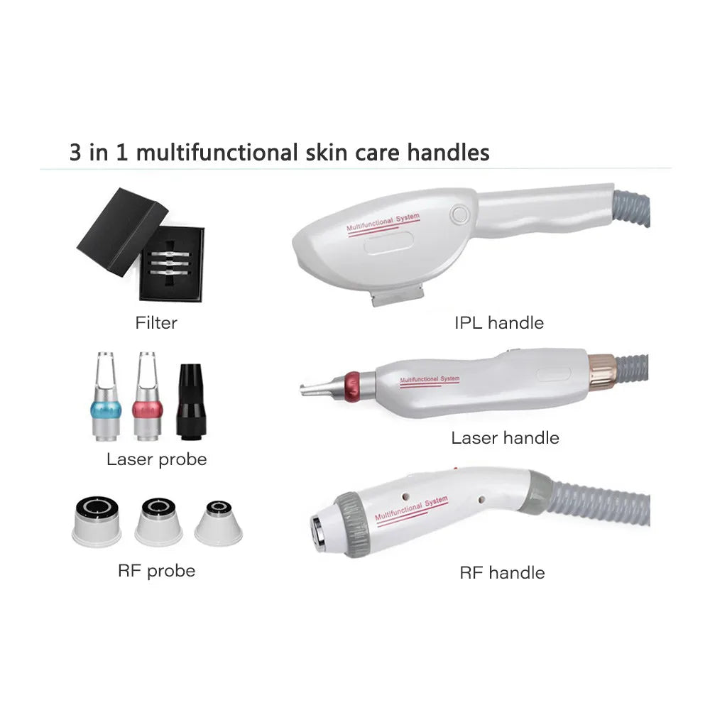 NEW 2025 Trend 3 In 1 Portable Multifun ction Beauty Machine Laser Hair Tatoo Removal Machine IPL+RF+Nd Yag Laser Machine
