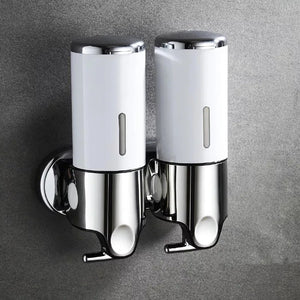 Wall Mounted Shower Dispenser Manual Single/Double Pump Black Shampoo Liquid Kitchen Bathroom Accessory