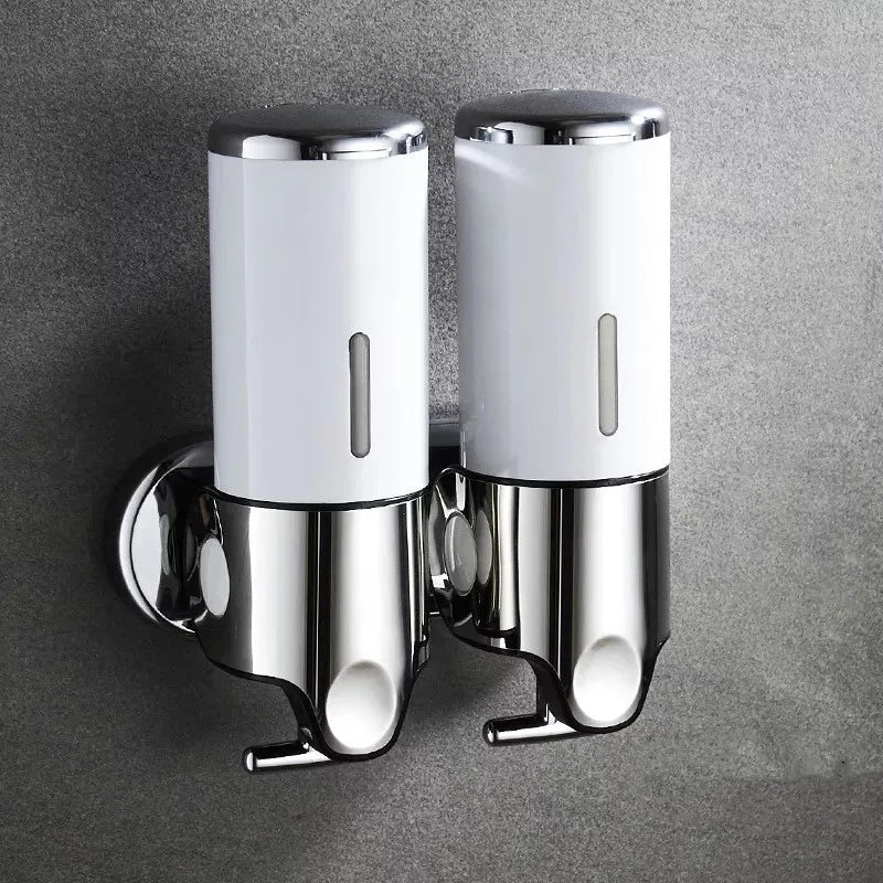 Wall Mounted Shower Dispenser Manual Single/Double Pump Black Shampoo Liquid Kitchen Bathroom Accessory