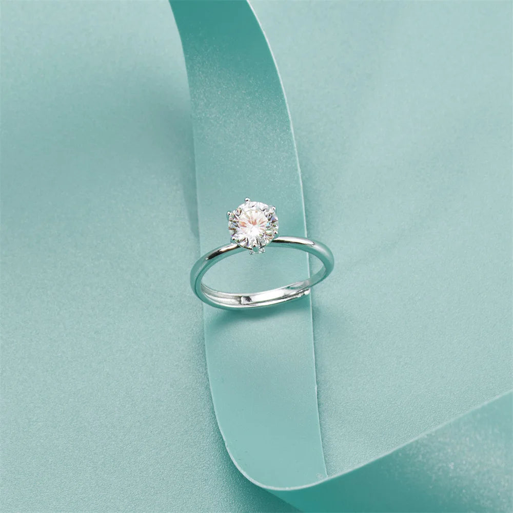 Dropshipping Gift S925 Sterling Silver Moissanite Diamond Ring 1 Carat Couple's Ring Wedding Proposal Birthday Gift - You Offer