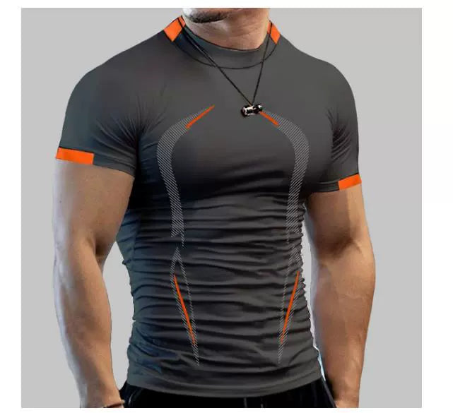 Men Fitness Training Quick Drying Clothes Fashion Short Sleeve