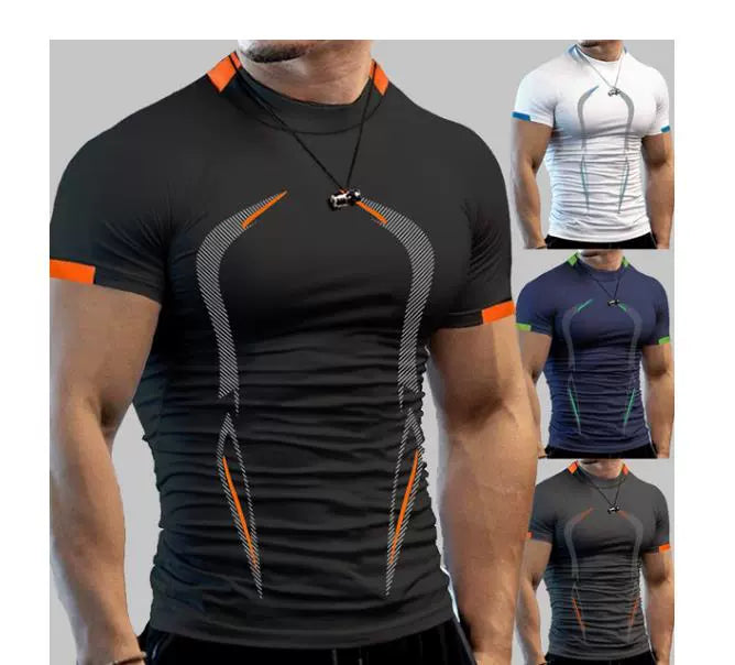 Men Fitness Training Quick Drying Clothes Fashion Short Sleeve