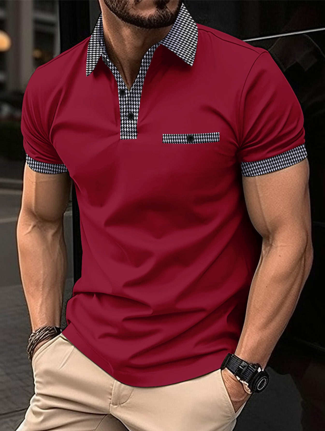 Cross-border summer fast-selling Amazon men's short-sleeved POLO shirts button-down color men's sports POLO shirts