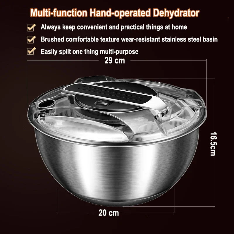 Salad Spinner Electric/Manual Vegetable Dehydrator Multifunction Food Fruit Dryer Quick Drying Drain Basket Kitchen Accessories