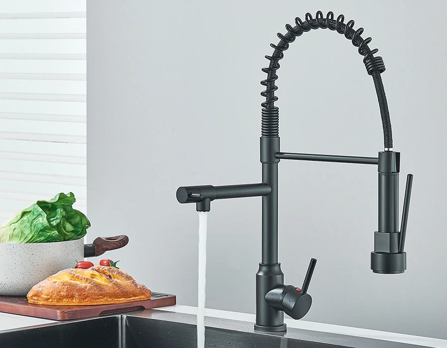 Pull Down Spring Kitchen Faucet Single Lever Hot Cold Mixer Water For Kitchen Sink Dual Spout Nozzle Faucets Crane - You Offer