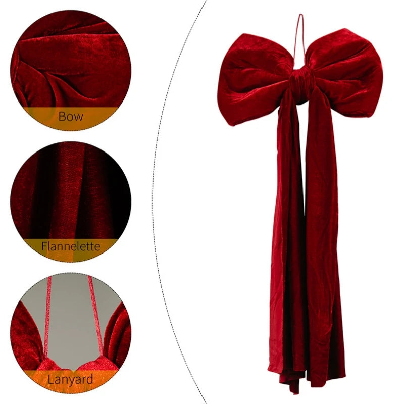 1Pc Large Christmas Bow Pendant Christmas Tree Decoration Wine Red Non Fallen Bow Tree Pendant