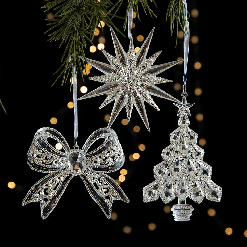 Christmas Ice Crystal Pendants, Christmas Tree Decorations, Transparent Acrylic Angels, Luxury Decorations, Scene Setting Props