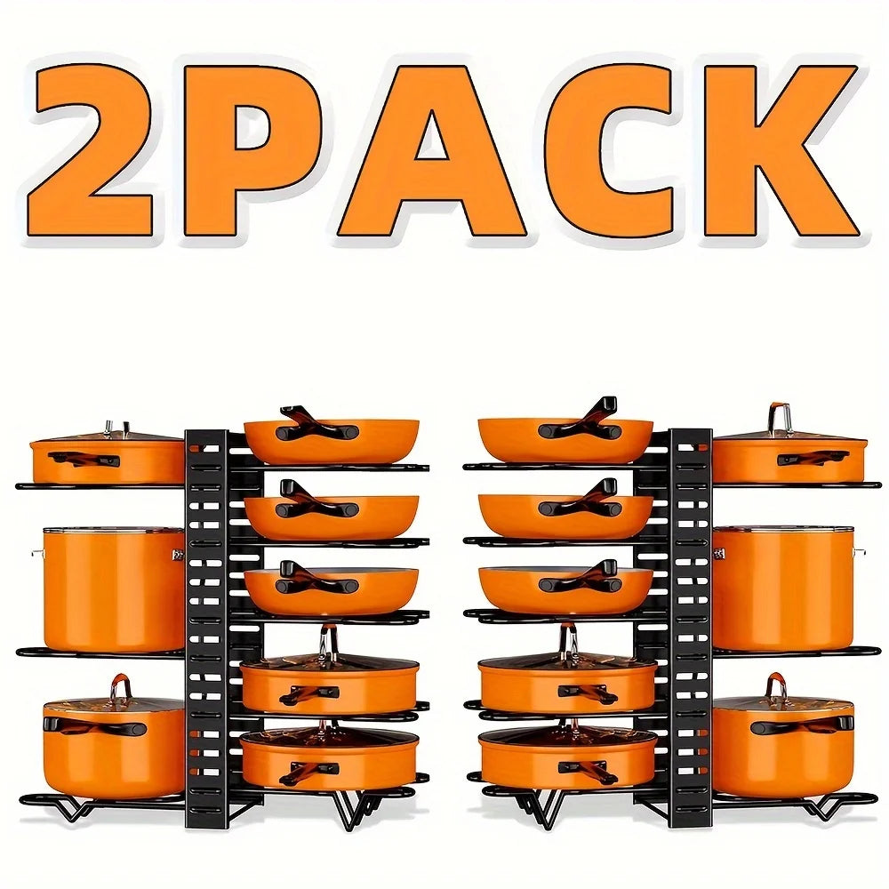 2 Pack Pot Rack, Pot Rack Organizers, Kitchen Organization & Storage Rack, Adjustable Pot Lid Holders & Pan Rack - You Offer