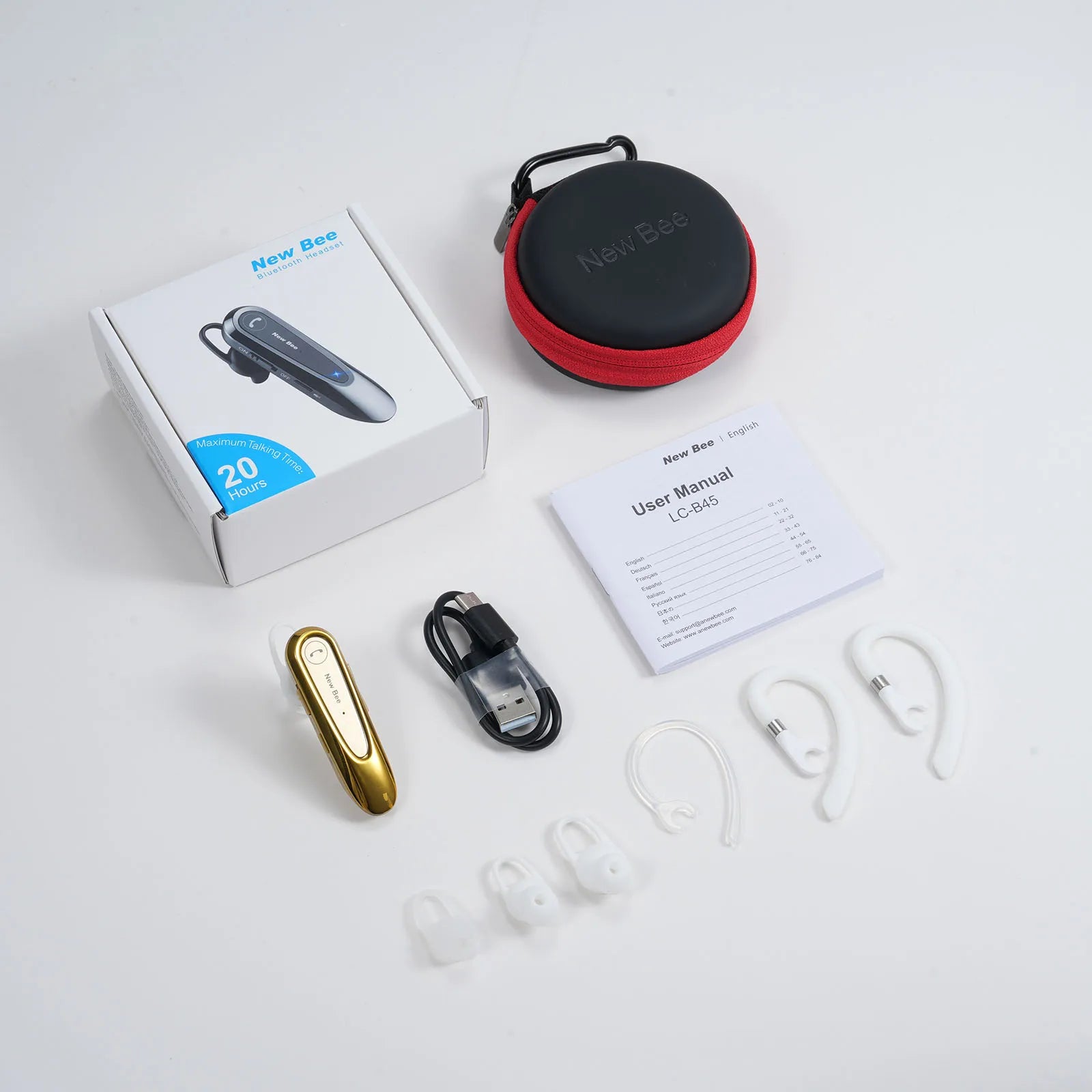 LC-B45 Bluetooth 5.0 Headset Single In-Ear Wireless Earphone Hands-Free with Mic CVC8.0 Noise Cancelling Talk For Driving