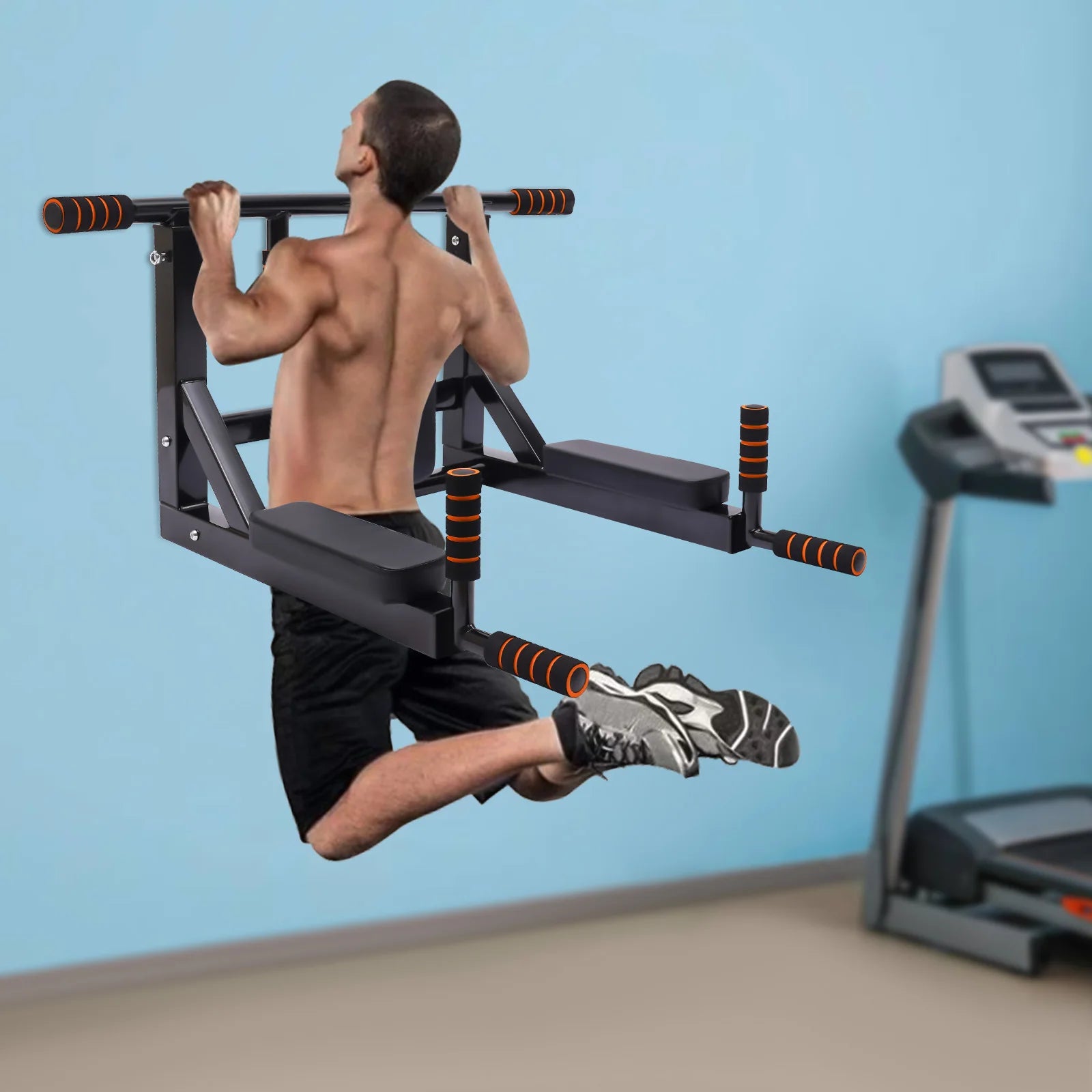 Wall Mounted Pull Up Bar Chin Up bar Multifunctional Dip Station for Indoor Gym Workout Training Equipment Fitness Dip Stand - You Offer