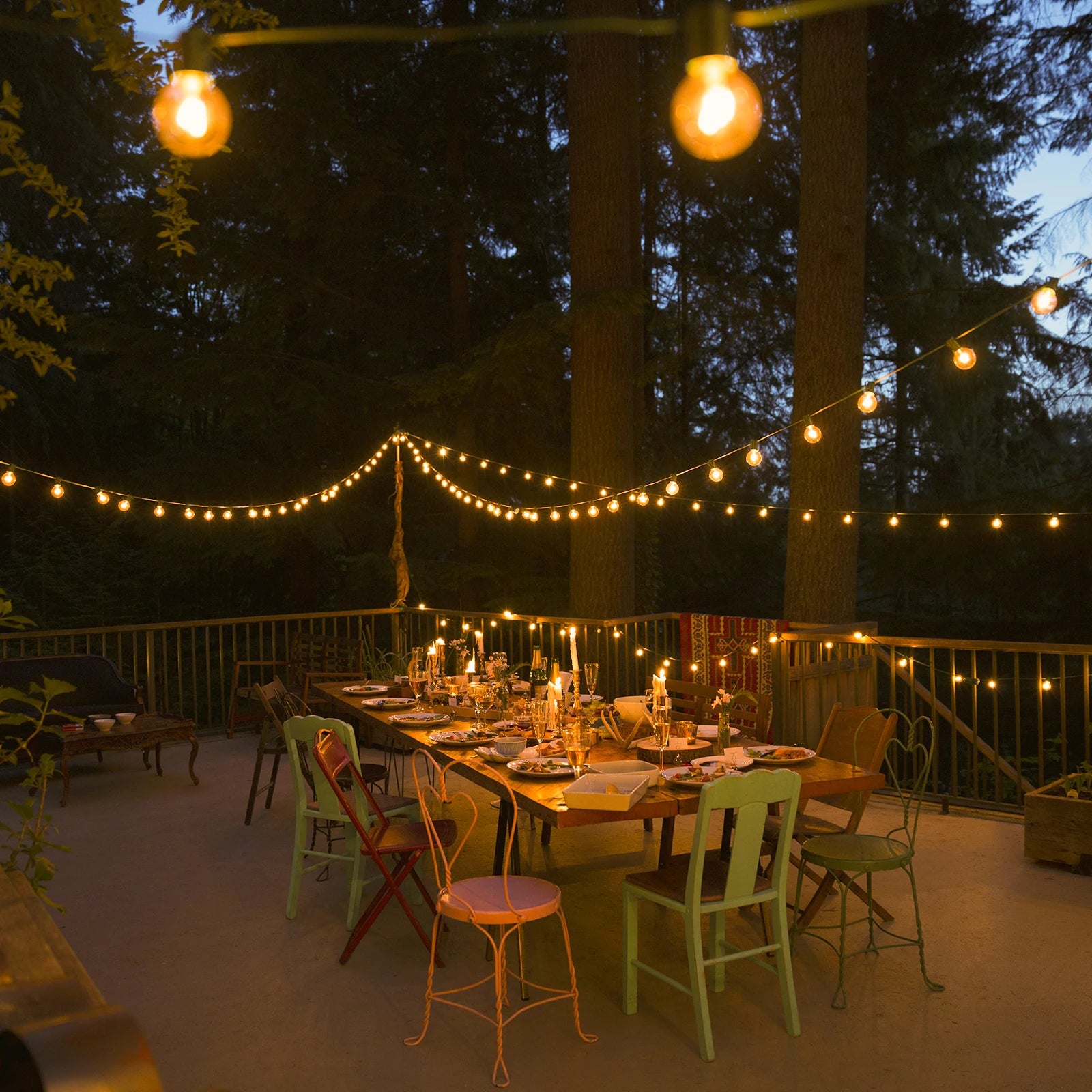 G40 LED 36 m outdoor string light with 64 plastic bulbs Attachable outdoor string light for gardens, weddings, parties, terraces