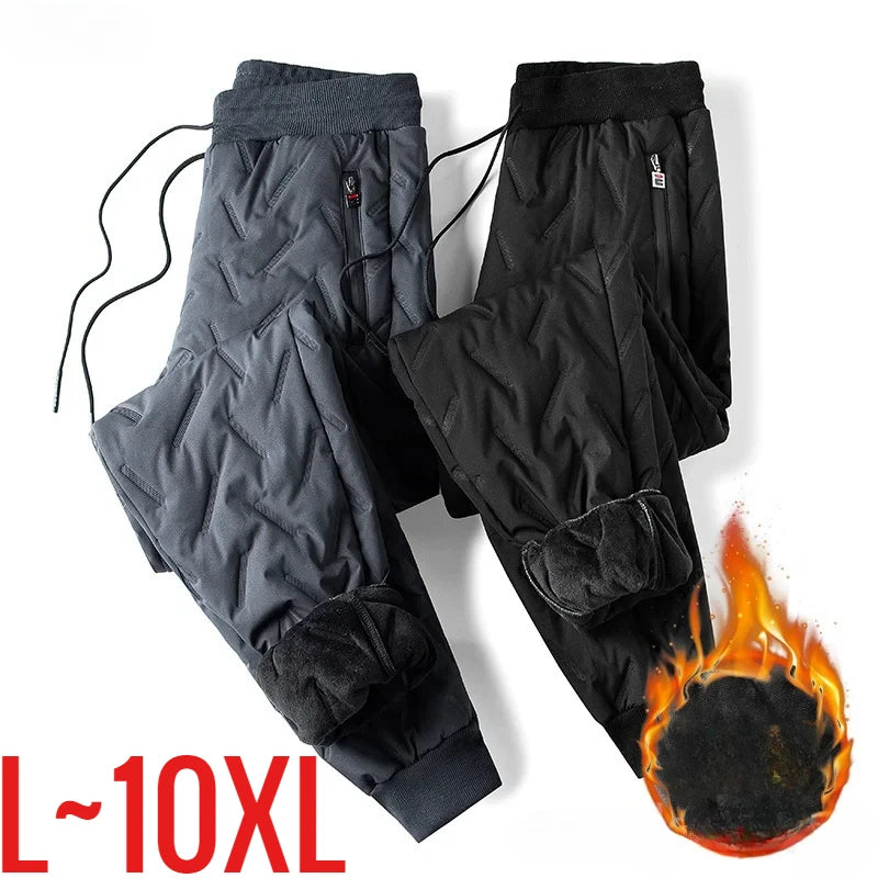 New Big Size Winter Pant Men Thick Fleece Lined Jogger Cotton Padded Warm Work Trouser Male Plus Large Sweatpant 9XL 10XL Autumn - You Offer