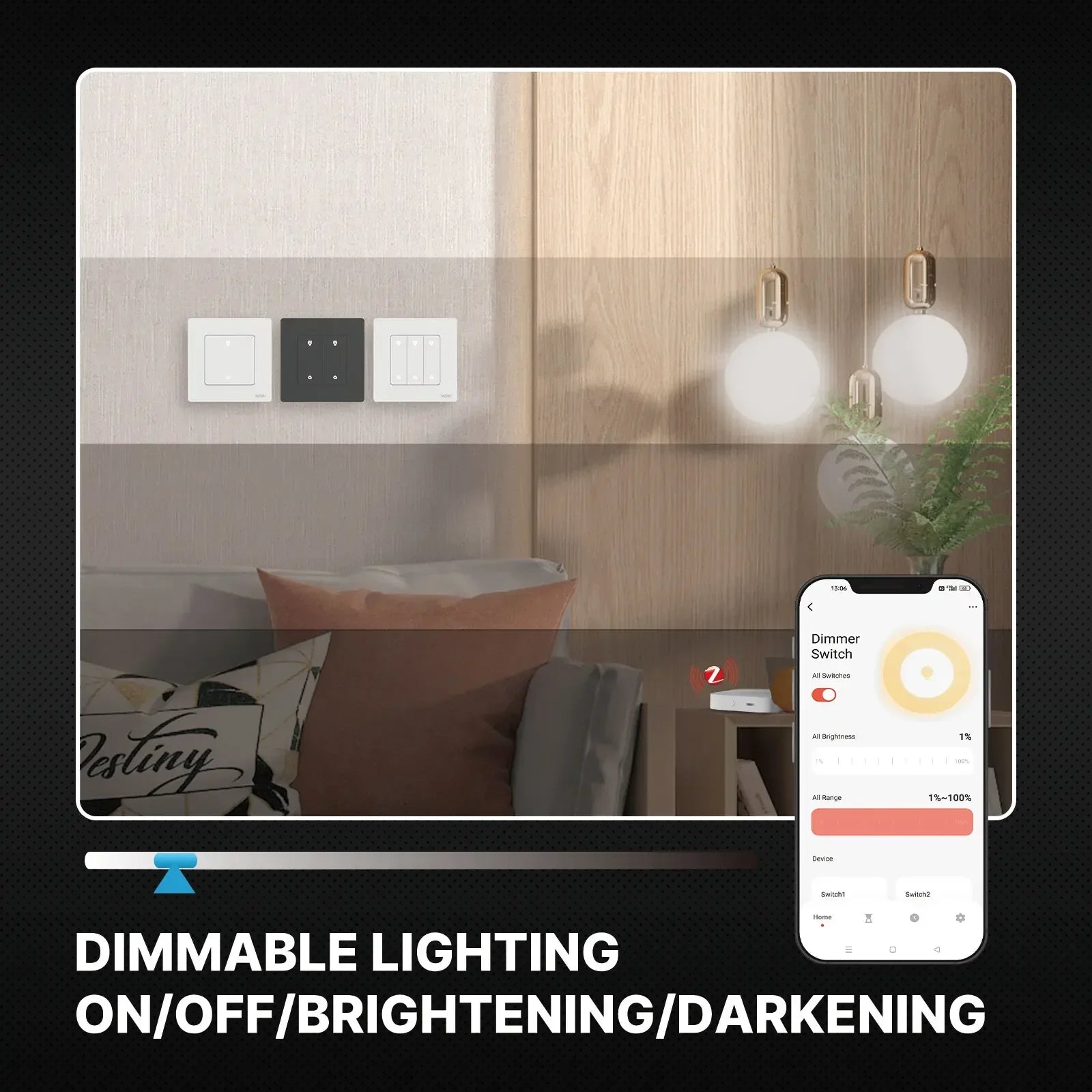 MOES Star Ring Series ZigBee Smart Dimmer Switch for Light Dimming Smart Life APP Work with Alexa Google Home Dimmable 1-3Gang - You Offer