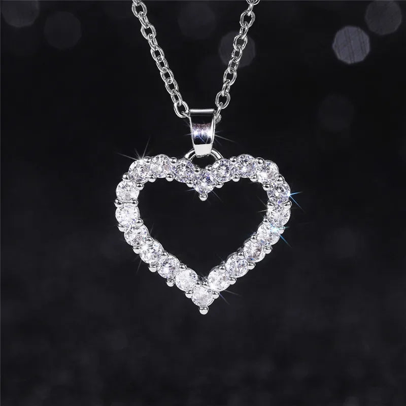 CAOSHI Eternal Heart Shaped Necklace Sparkling Zirconia Accessories for Lady Chic Simple Style Jewelry Romantic Confession Gifts - You Offer