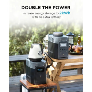 Portable Power Station DELTA2 with Smart Extra Battery, Expand Capacity from 1024Wh to 2048Wh, Solar Generator for Home Backup