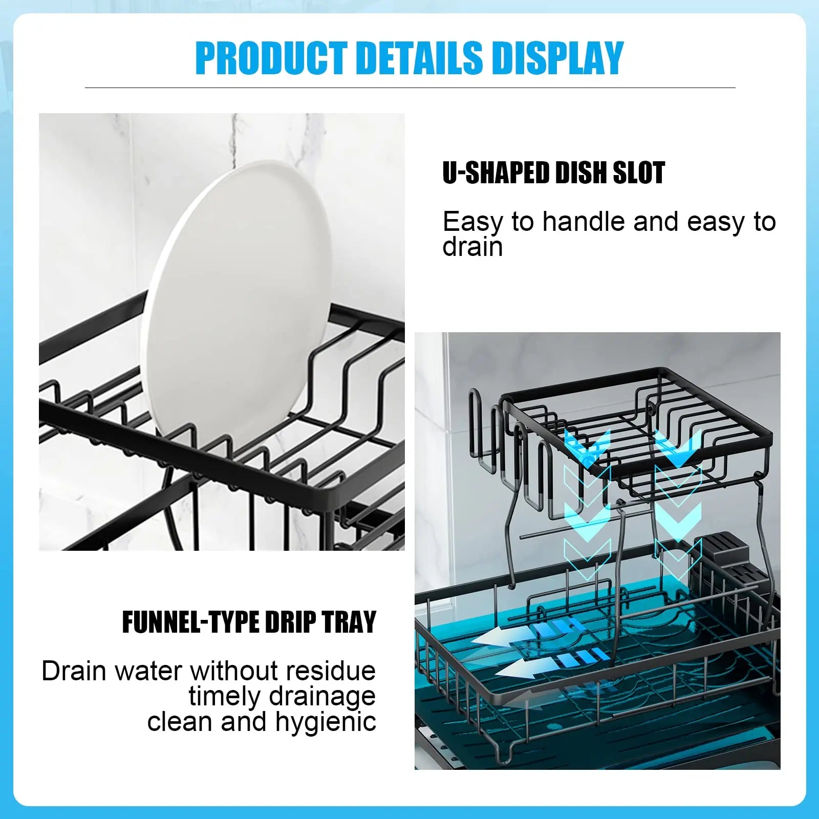 Large 2-tier dish drying rack for kitchen countertops, removable large-capacity dish draining rack - You Offer