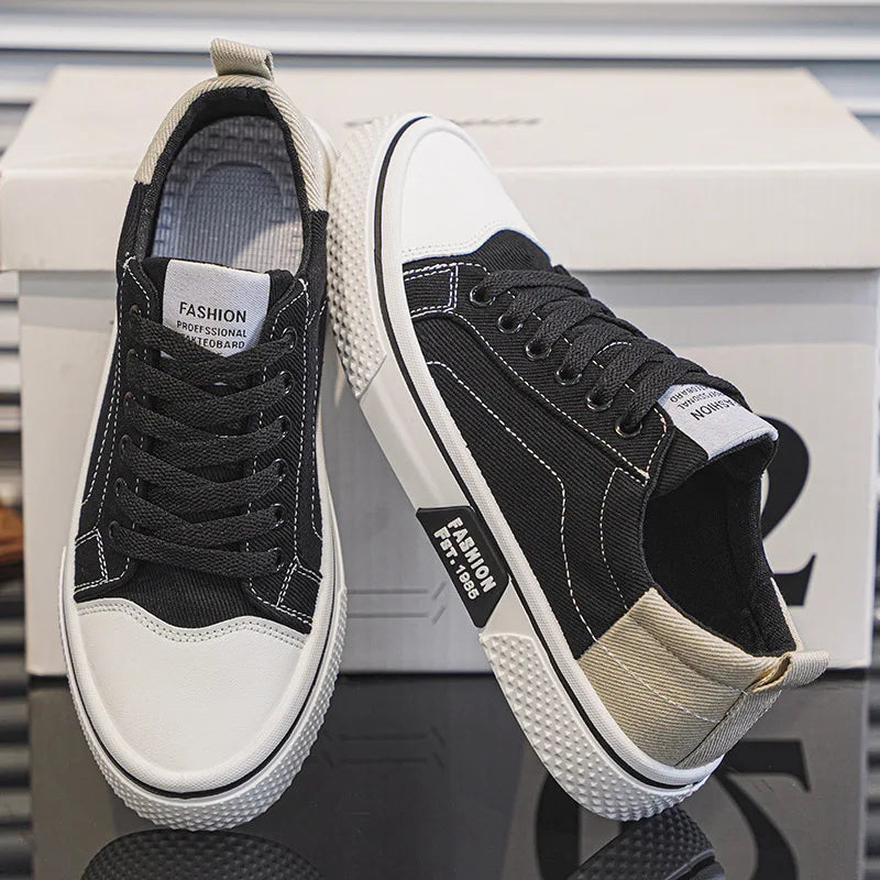 2026 Men's Canvas Shoes Outdoor Fashion Skateboard Shoes for Men Comfor Non-Slip Casual Sneakers Breathable Men Walking Shoes