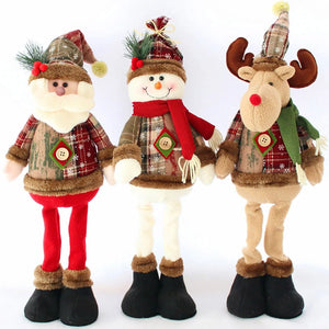 Adjustable Santa Claus Snowman Elk Doll Plush 40～60cm Xmas Gift Christmas Tree Decorations Home Party Xmas Ornaments 1～3pcs
