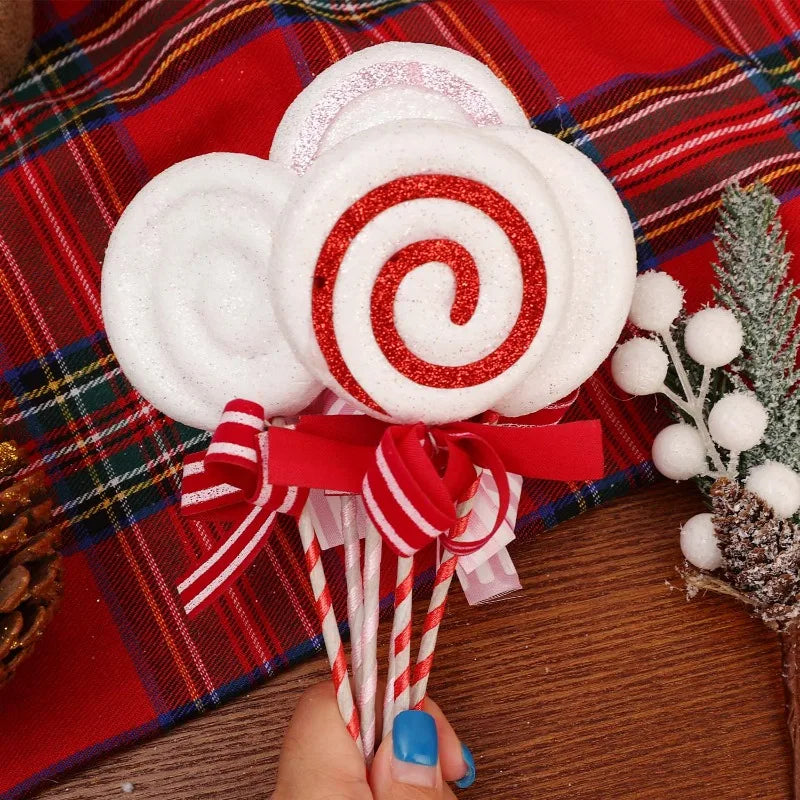 20/1x Christmas Candy Cane Ornaments Plastic Glitter Xmas Tree Hanging Pendants Twisted Crutch Candy Canes New Year Party Favors