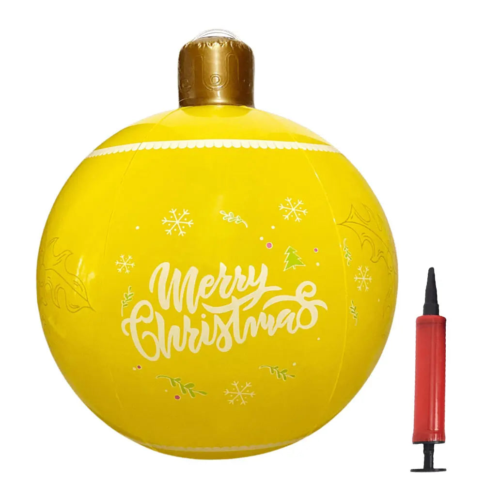 60cm Giant Inflatable Christmas Ball with Lights Remote Control Giant Luminous Inflatable Christmas Ball Outdoor Christmas Decor