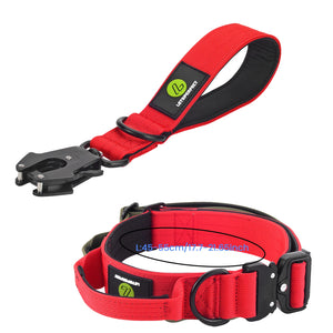 Tactical dog collar leash set leash handle military can dur nylon pit dog, medium large walking training pet accessories