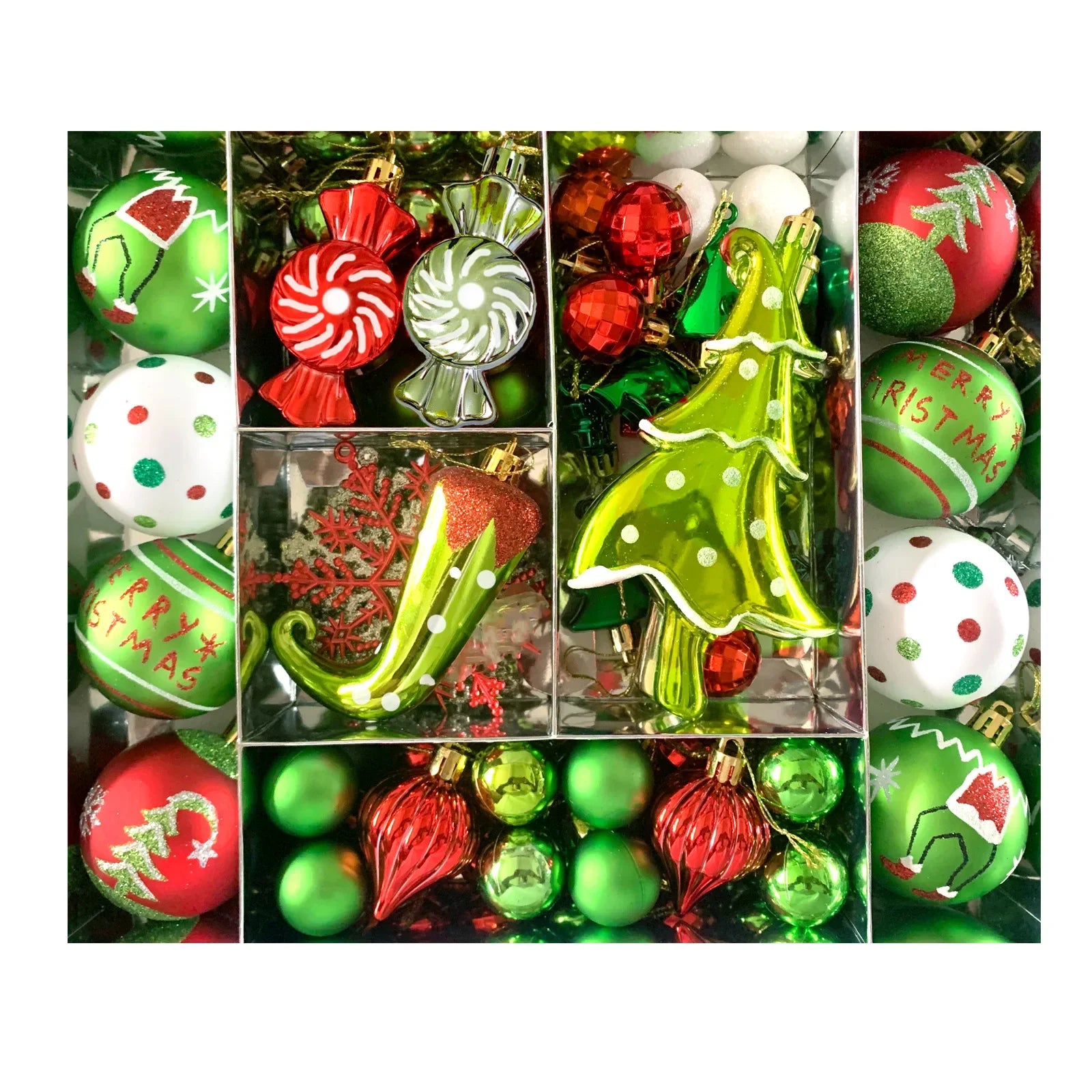 Green Painted Christmas Ball Decorations Green Monster Xmas Tree Ornaments Green Painted Xmas Ball Set Christmas Home Decor