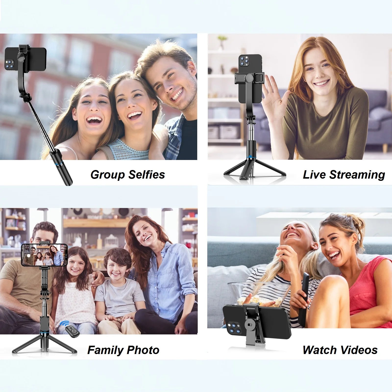 Selfie Stick for iPhone Phone 42" Extendable Selfie Stick and Tripod Stand with Bluetooth Remote for Travel Vlog Video Recording