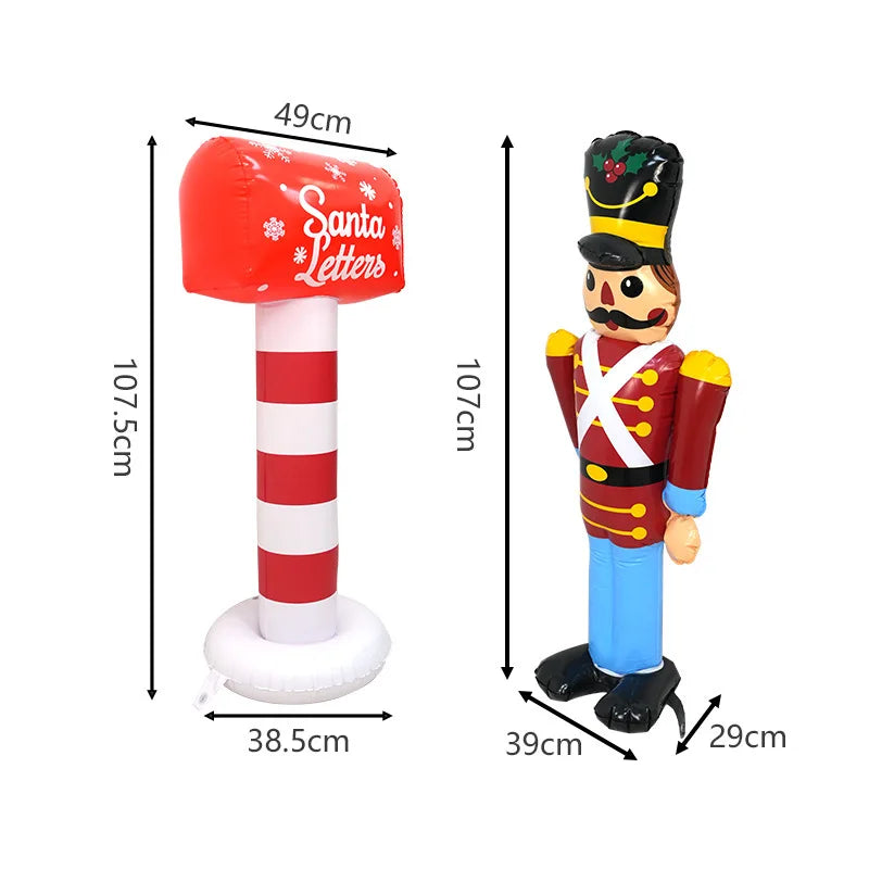 PVC Christmas Inflatable Decorations Santa Gingerbread Man Nutcracker Soldier Postbox Ornaments Christmas Outdoor Garden Decor