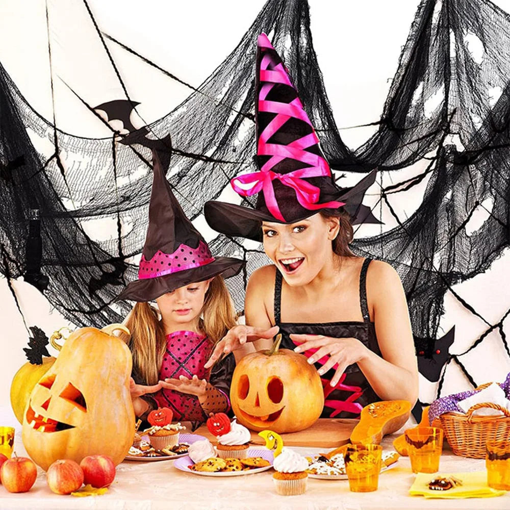 Halloween Horror Bloodstained Indoor Spooky Black Spider Web Gauze Haunted House Hallway Hanging Scary Gauze Decorations