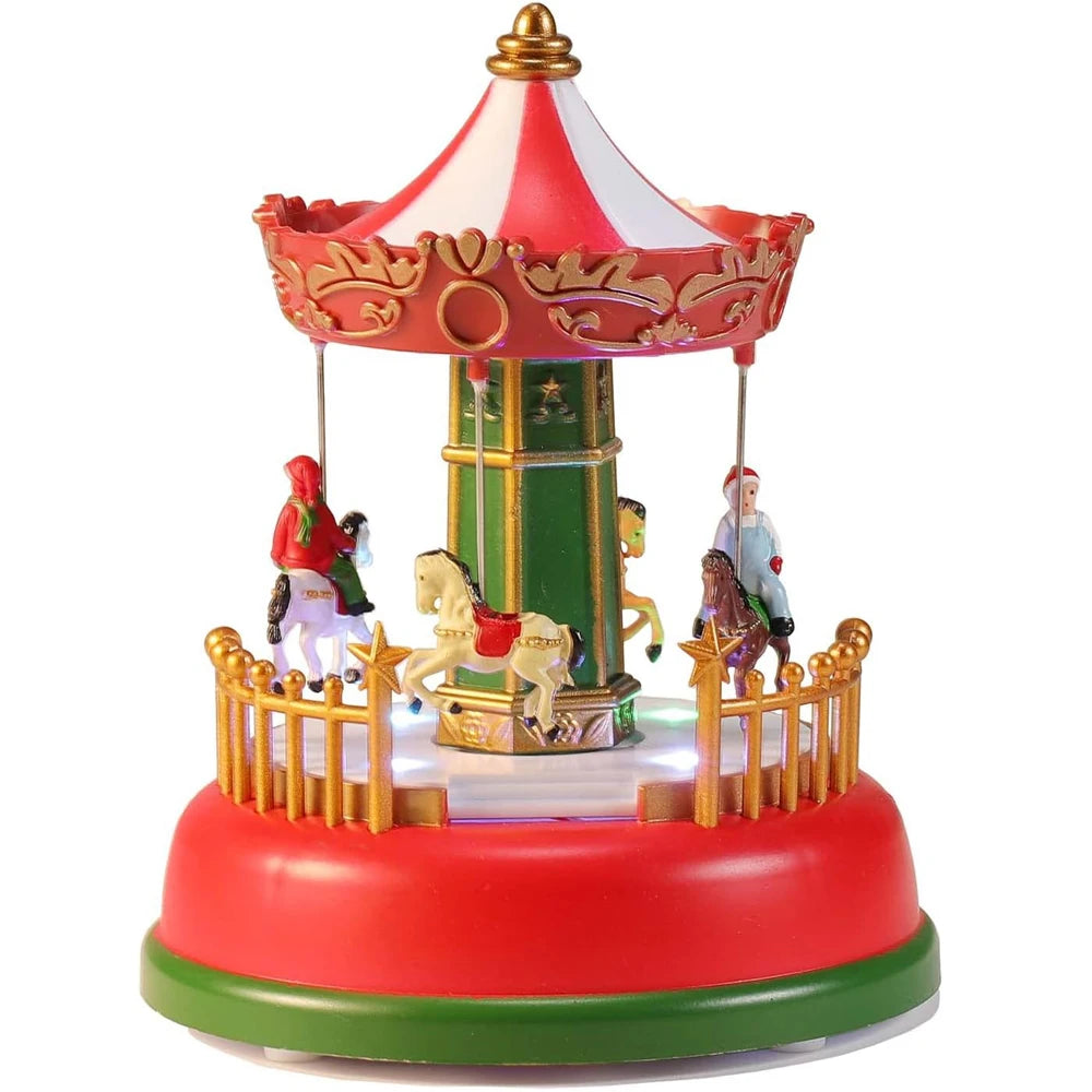 Christmas Luminous Music Carousel Ferris Wheel Christmas Eve Gift Ornament Glowing Carouse Xmas Party Night Light Decoration