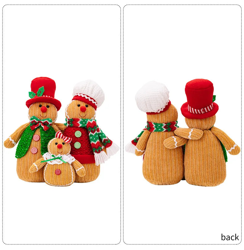 3pc Christmas Decorations Gingerbread Man Doll Ornaments Family Of Three Holiday Gifts Home Decoration Window Desktop Ornaments