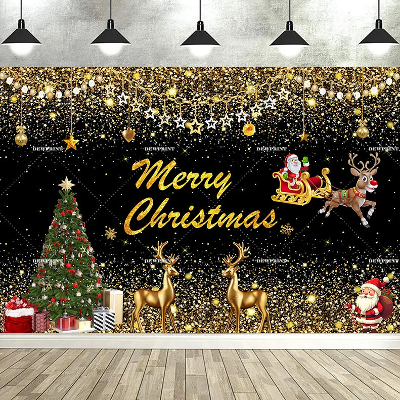 Dewprint Christmas Backdrop Background Banner Fireplace Theme Winter Xmas Tree Indoor Decor Family Holiday Party Portrait Photo