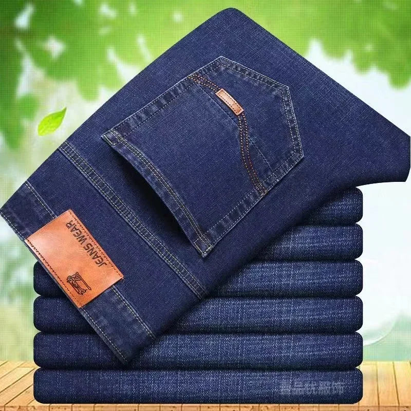 2025 New Spring Fashion Men's Jeans Business Casual Stretch Straight Denim Trousers Classic All Match Male Brand trousers Clothi - You Offer