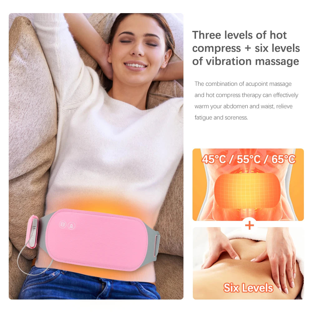 Electric Period Cramp Massager Vibrating Heating Belt for Menstrual Waist Stomach Abdominal Warm Palace Belt - You Offer