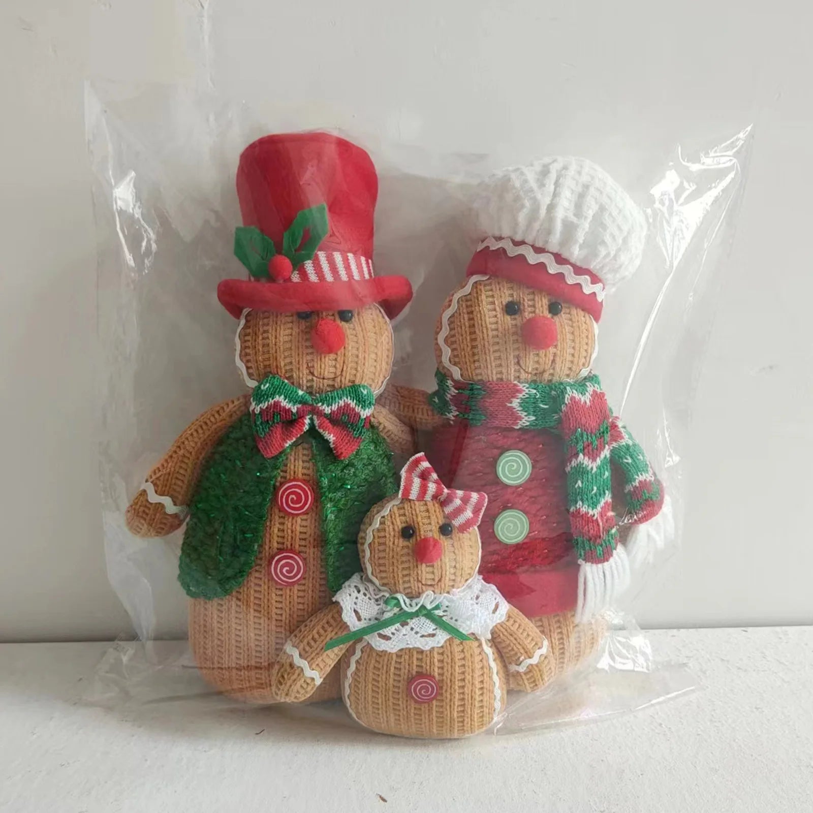 3pc Christmas Decorations Gingerbread Man Doll Ornaments Family Of Three Holiday Gifts Home Decoration Window Desktop Ornaments