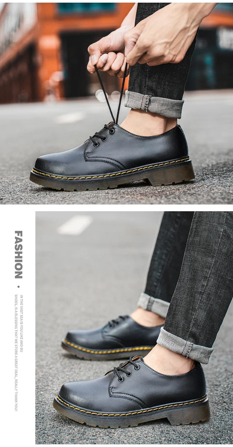 British Style Luxury Shoes Brand Thick Bottom Genuine Leather Oxford Shoes Lace Up Beef Tendon Outsole Work Shoes Casual
