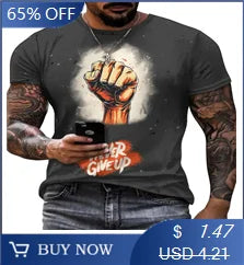 3D T-shirt men's new sports and leisure quick drying fashionable loose and comfortable clothing gym running shirt men