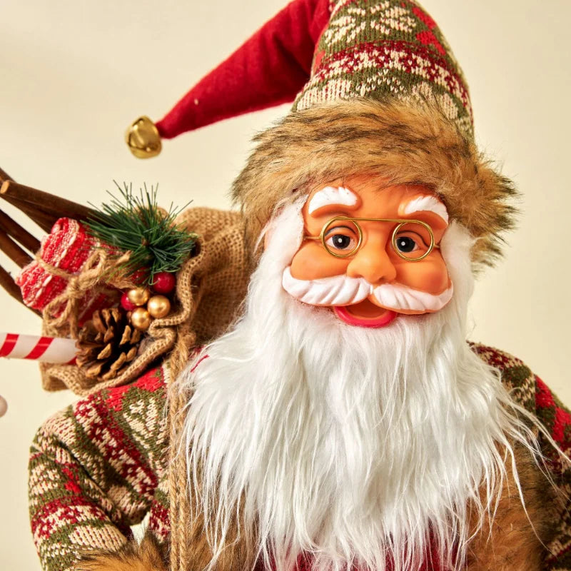 60cm Large Santa Claus Merry Christmas Decorations for Home Happy New Year 2023 Fabric Knitting Clothes Doll Window Decor