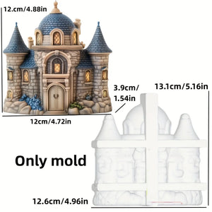 Magic House Relief Cylinder Candle Silicone Mold Halloween Gift Magic Elf Castle Cylinder Resin Mould Devil House Gypsum Molds