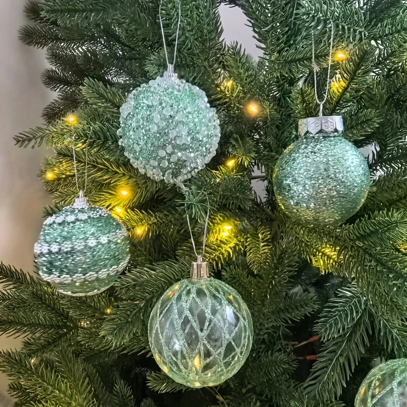 16pcs/set New Style Christmas Ball Set Glitter Deco Ball with Round Shapes for Christmas Tree Hanging Ornaments Plastic Material