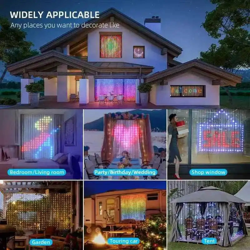 Smart Curtain Lights, 400 LED USB Curtain String Lights with App Remote Control,Music Sync Christmas Curtain String Outdoor