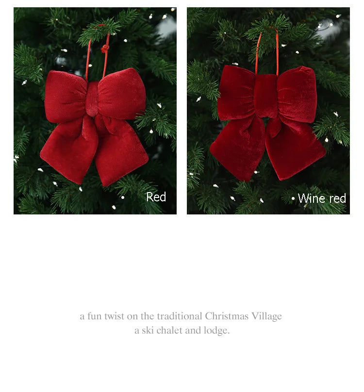 Velvet 3D Christmas Bow Christmas Tree Pendant Christmas Decoration Fence Stair Railing Fireplace Decoration