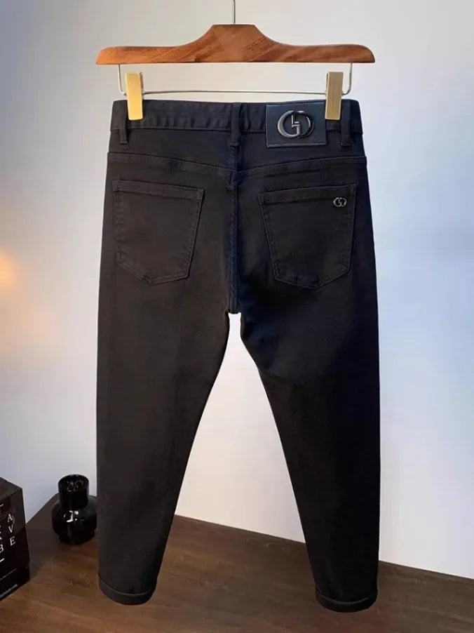 Spring Autumn Men's Elastic Slim Fit Casual Jeans Trendy Loose High End Brand Fashionable Long Trousers Popular Style - You Offer