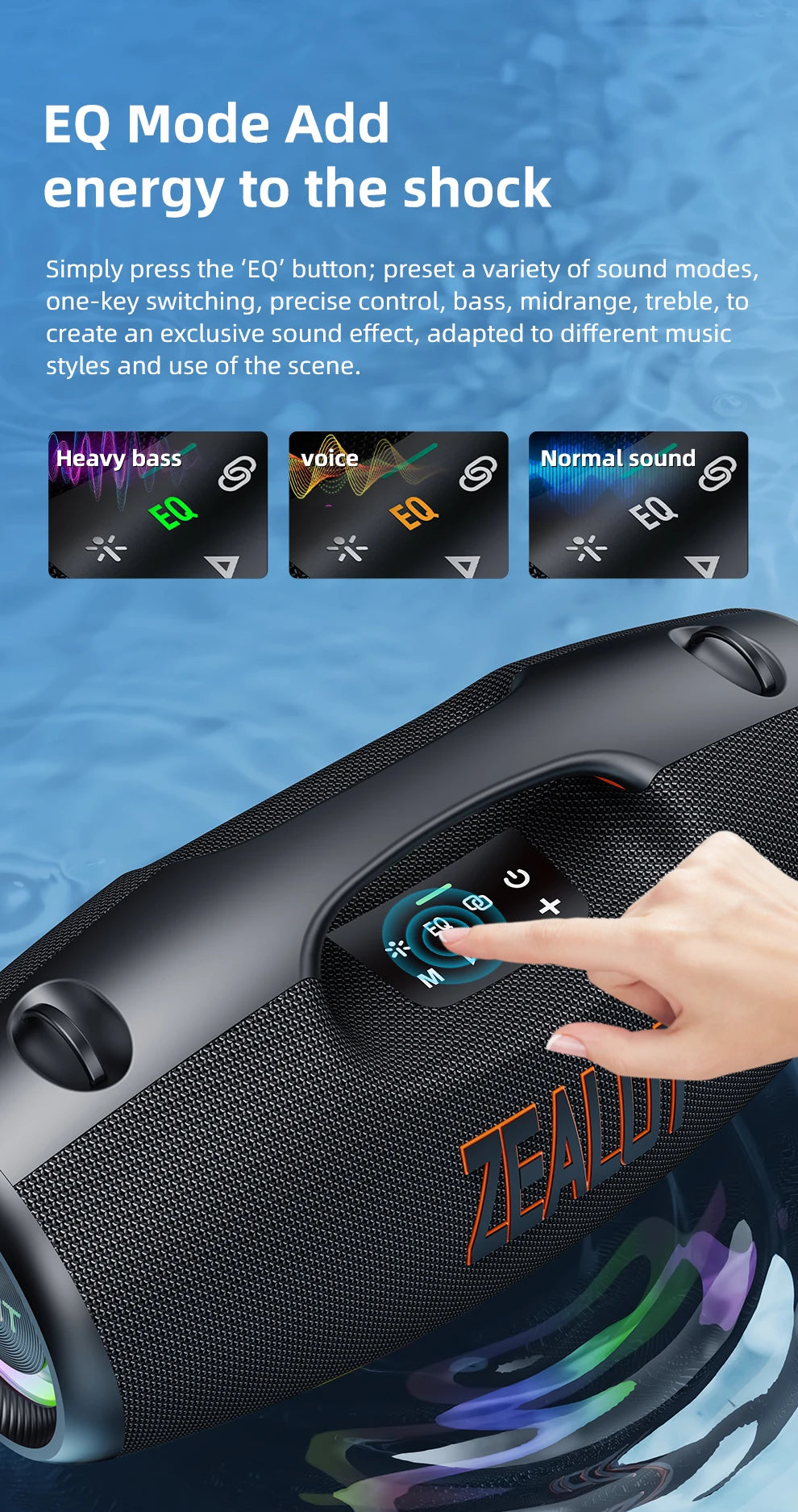 ZEALOT S89 250W Portable Bluetooth Speaker High Volume Waterproof 48000mAh Wireless TWS Subwoofer Suporrt USB/TF/AUX RGB light.