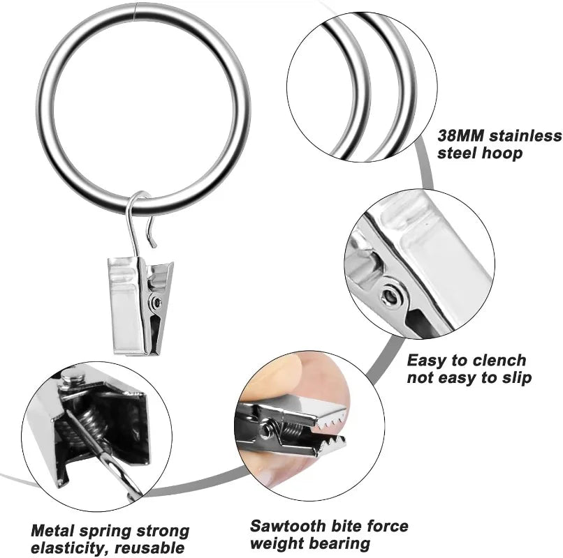 10-50pcs Metal Curtain Rod Clip Drapery Rings Hooks Retro Bathroom Decorative Hat Towel Hats Hanging Clamps Shower Curtain Clips
