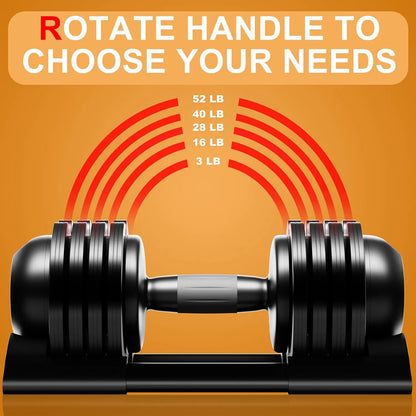 Dumbbell,22LBS 44LBS 52LBS Dumbbell Set with Tray for Fitness, Fast Adjust Weight by Turning - You Offer