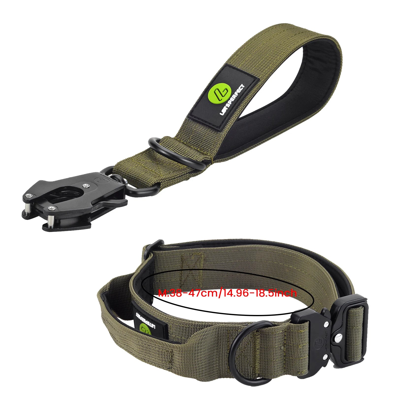 Tactical dog collar leash set leash handle military can dur nylon pit dog, medium large walking training pet accessories