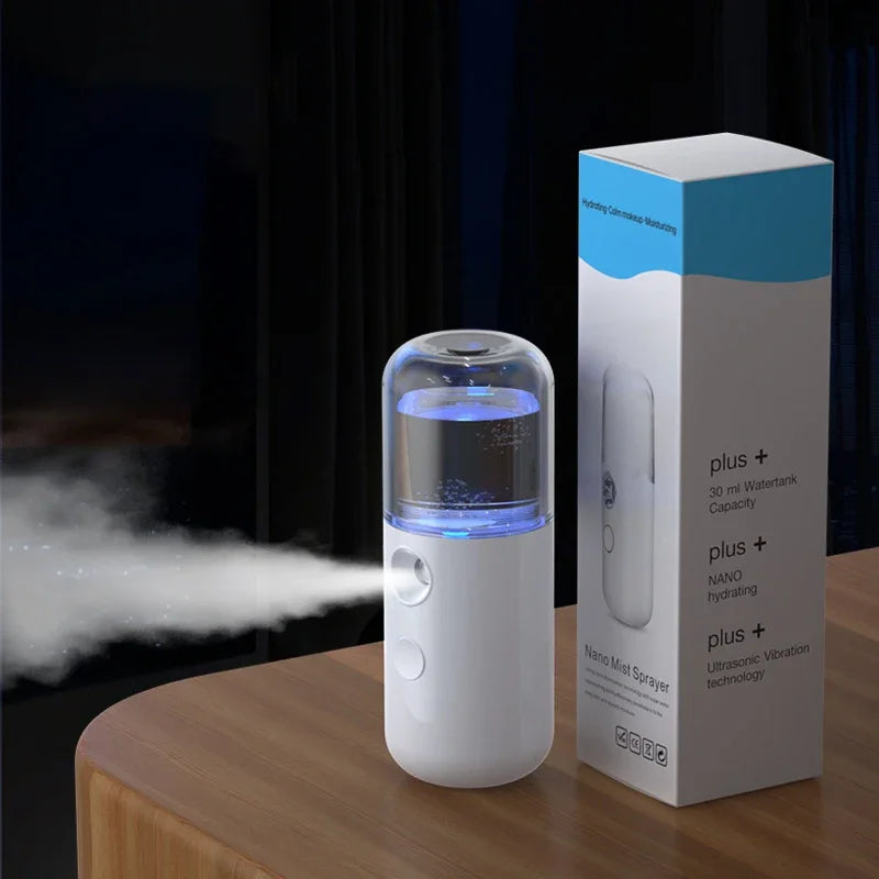 Mini Facial Nano Mist Sprayer Handy Nano Cool Spray Face Mister Steamer ,Moisturizing and Hydrating for Skin Care, Makeup