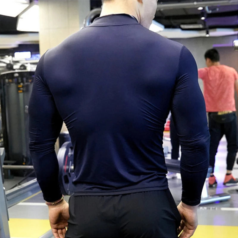 Men Long Sleeve t-Shirt Quick Drying Compression Gym t Shirt Man Oversized Casual Shirts Tops Breathable Blouse Tees Men Clothes